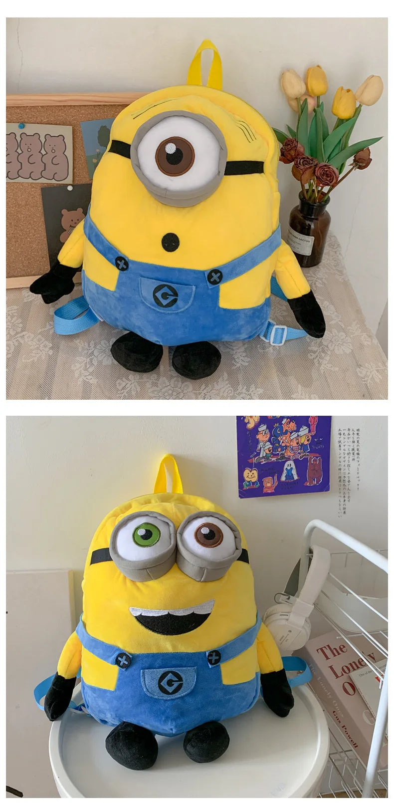 New Cartoon Anime  Backpack Minions Doll Large Size School Bag Large Capacity Student Cartoon Backpack