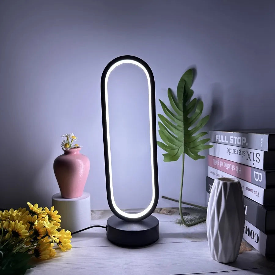 1PC Lamp bedroom Modern Ring Lamp Living Room Three-color Dimming Bedside  Desk Lamp LED Night Light for Office