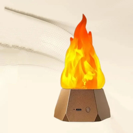 Flickering Flame Lamp USB Rechargeable 3D Fake Fire Night Light Realistic Flame Effect Indoor/Outdoor Halloween Camp Home Decor