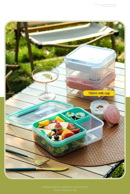 Portable Handle design Double layer Lunch box Compartment Bento Boxes Students Toddler Bento Containers Outdoor Salad Picnic box