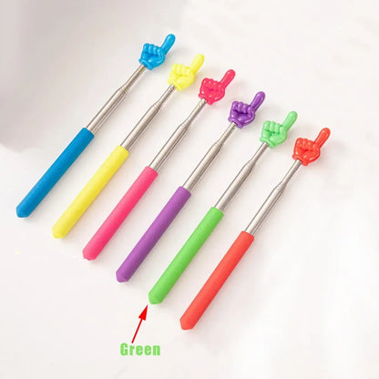 1PC Stainless Steel Teaching Tools Finger Design Whiteboard Pointer Teaching Stick Finger Reading Sticks Handheld Presenter