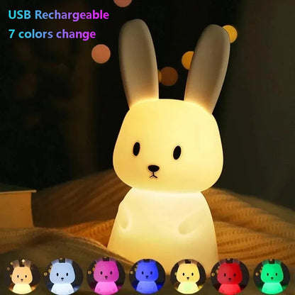 LED Night Light Cute Whale Cartoon animals Silicone Lamp for Children Kid Touch Sensor Timing USB Rechargeable for Birthday Gift