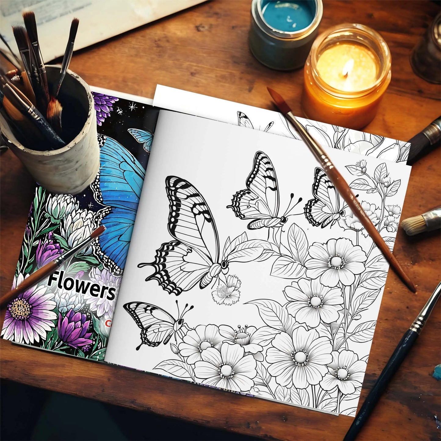 Flowers and Butterflies Coloring Book For Adult Relieve Stress Kill Time Graffiti Painting Drawing Art Books Perfect Gift