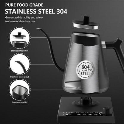 600ml Gooseneck Electric Kettle Hand Brew Coffee Pot Temperature Control Smart Tea Pot Rapid Heating Kettle 220V