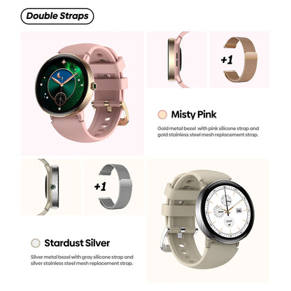 The NEW 2025 Zeblaze Lily 2 Voice Calling Female Smartwatch 1.2" AMOLED Screen Double Strap Health Management Sports Smart Watch