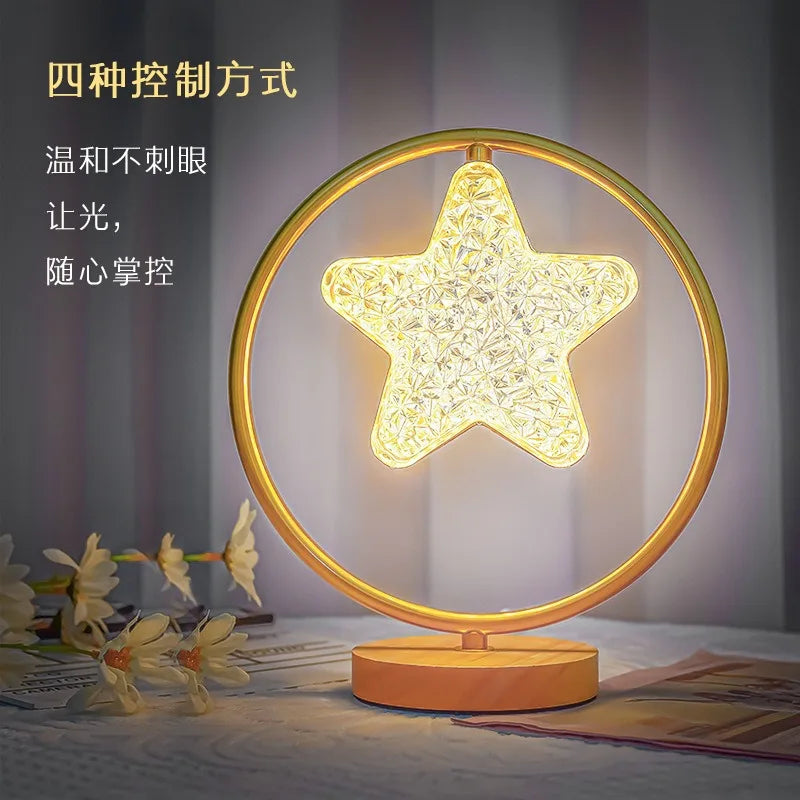 Moon Star Mini Bedside Living Room Desk Pendant Decorative Ins Hot 3 Color Warm White Light Lamp