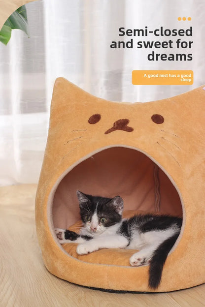 Cute pet cat nest pad short plush pp cotton cat house autumn and winter warm pet supplies