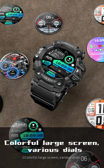 2025 Rugged Sport Smart Watch Bluetooth Calls Colorful Waterproof Military Smartwatches with Flashlight SOS COMPASS for Phone
