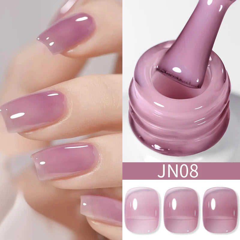 BORN PRETTY 10ml Wine Red Glitter Jelly Nude Gel Nail Polish Soak Off Translucent Color UV Light Cure for Nail Art DIY at Home