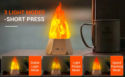 Flickering Flame Lamp USB Rechargeable 3D Fake Fire Night Light Realistic Flame Effect Indoor/Outdoor Halloween Camp Home Decor