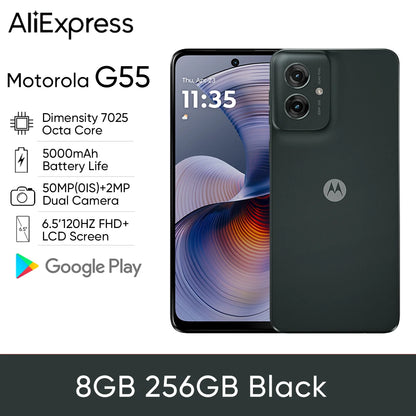Motorola Moto G55 5G Smartphone 6.5'' 120Hz FHD+ Screen 50MP Dual OIS Camera Dimensity 7025 Octa Core 5000mAh Battery