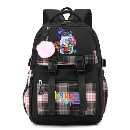 Inside Out 2 Girls Anime Cute Backpack Boy Cartoon Printed Schoolbag Children Large Capacity Book Bag Kids Shoulders Bag