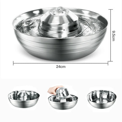 Petavista Dog Water Fountain Stainless Steel Pet Drinking Fountain for Cats Dogs 2L Ultra-Quiet Automatic Fountain Dog Drinker