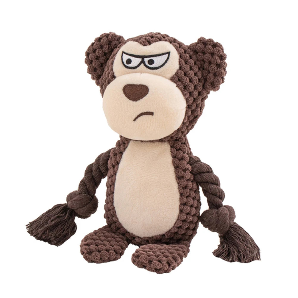 Dog Enrichment Toy Cute Animal Rope Dog Toy Plush Puppy Chew Pet Squeak Toy Cartoon Interactive Games For Dogs Stuff For Dogs
