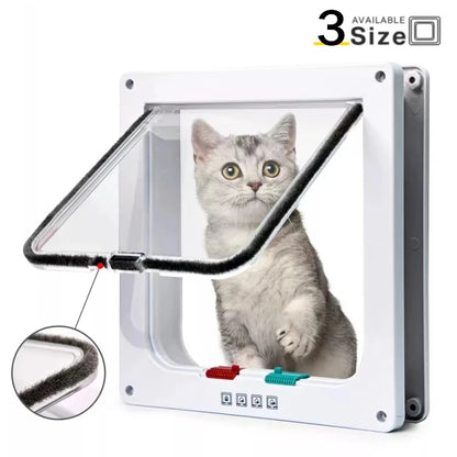 Cat Flap Door Magnetic Pet Door with 4 Way Lock for Cats Controllable ABS Plastic Gate Puppy Kitten Safety in&out Pet Doors Kit