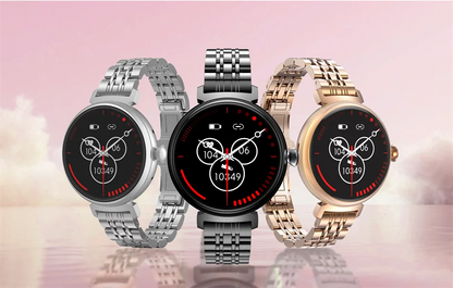 Bluetooth Call Smart Watch Screen Always Display 1.04 inch AMOLED Screen Fashion Ladies Smartwatch Metal Body Small Screen Watch