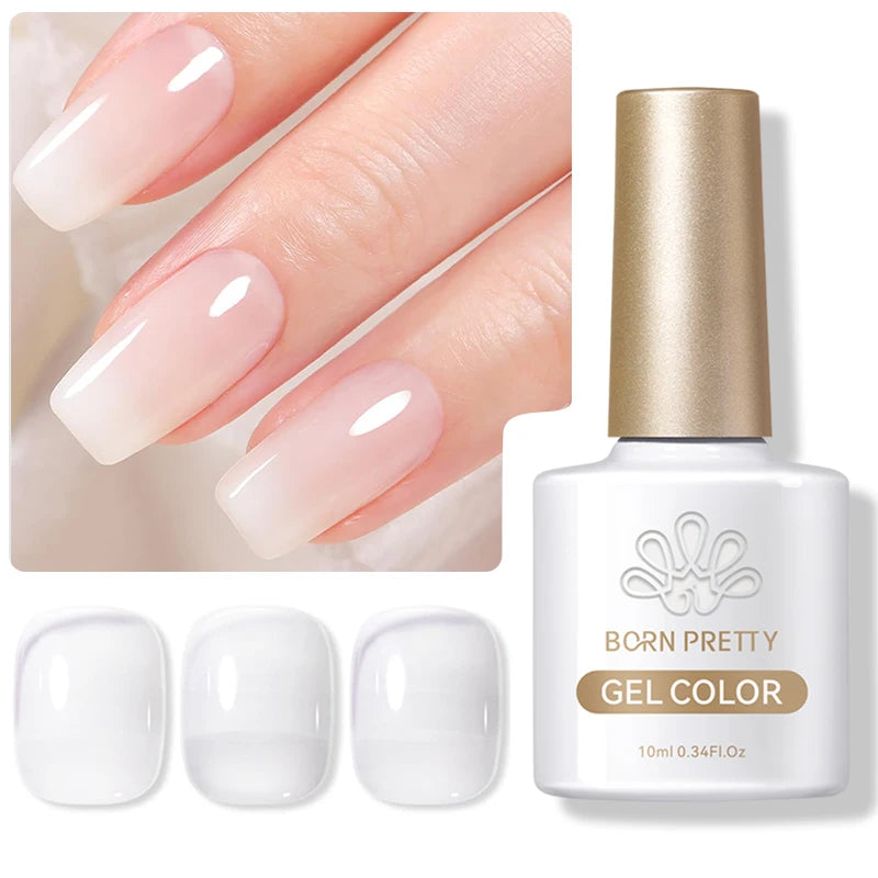 BORN PRETTY 10ml Wine Red Glitter Jelly Nude Gel Nail Polish Soak Off Translucent Color UV Light Cure for Nail Art DIY at Home