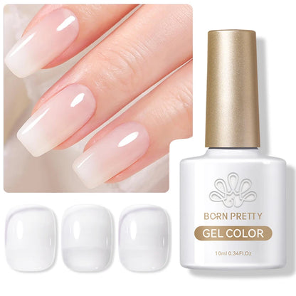 BORN PRETTY 10ml Wine Red Glitter Jelly Nude Gel Nail Polish Soak Off Translucent Color UV Light Cure for Nail Art DIY at Home