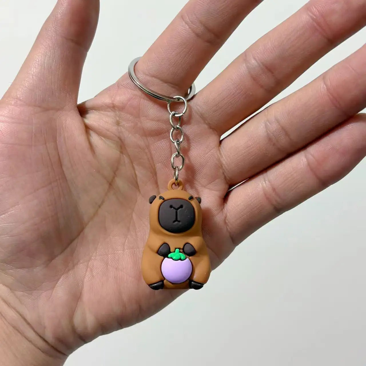Cute Capybara Keychain Doll Hugging Fruit Series Pendant Cycling Backpack Key Pendant Accessories Ugly Cute Pvc Soft Rubber