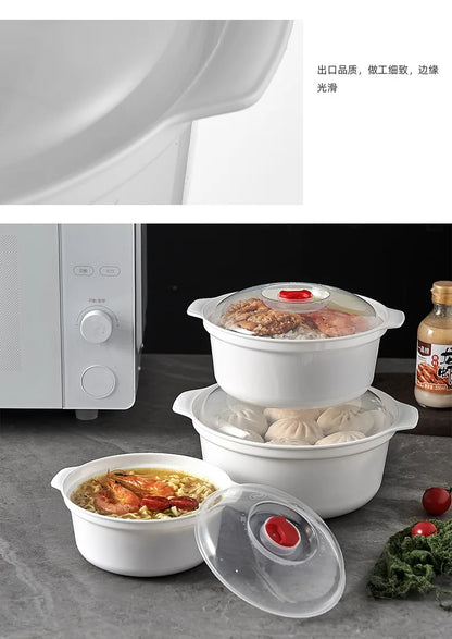 Microwave Oven Special Box Household Plastic Heating Fresh Keepeing Box with Lid Steamed Bun Instant Noodles Kitchen Bowl