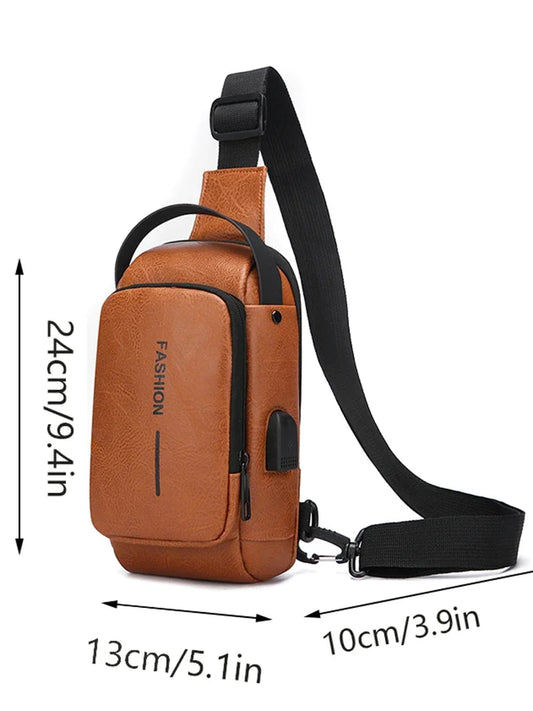 Men's Multifunction Anti-theft USB Chest Bag, Sling Shoulder Bag, Password Lock Crossbody Bag Suitable for Cycling