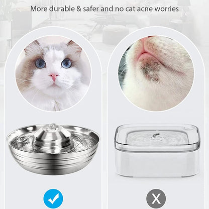 Petavista Dog Water Fountain Stainless Steel Pet Drinking Fountain for Cats Dogs 2L Ultra-Quiet Automatic Fountain Dog Drinker