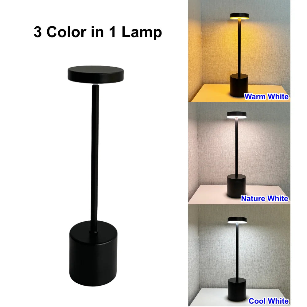Simple Touch Led Table Light Rechargeable Desk Lamp 3 Color Bedside Creative Ambient Light Room Restaurant Bar Decor Night Light