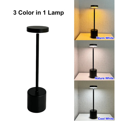 Simple Touch Led Table Light Rechargeable Desk Lamp 3 Color Bedside Creative Ambient Light Room Restaurant Bar Decor Night Light
