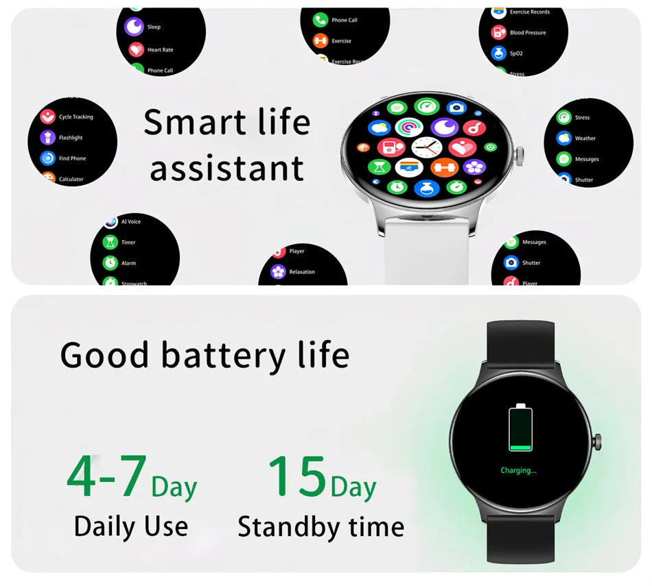 For Huawei Xiaomi New Ultra Thin Smart Watch Women Screen Always Display Time Sports Bracelet Bluetooth Call Fashion Smartwatch