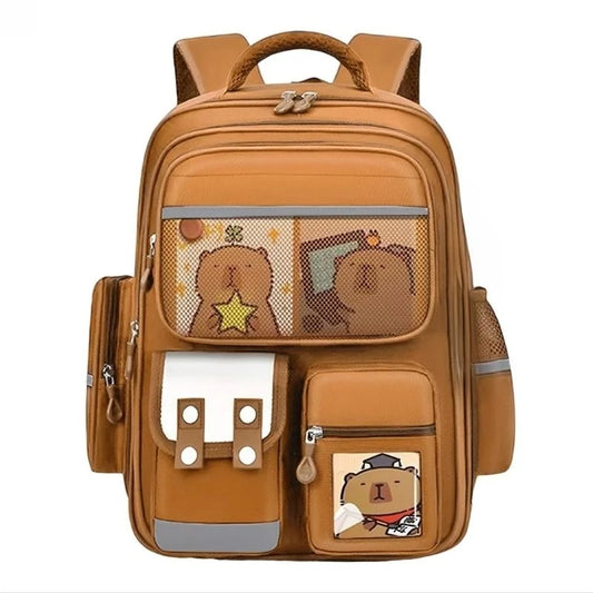 E8FB Lightweight Capybara Backpack for Kids Lovely and Breathable School Bag with Large Storage Space and Adjustable Strap