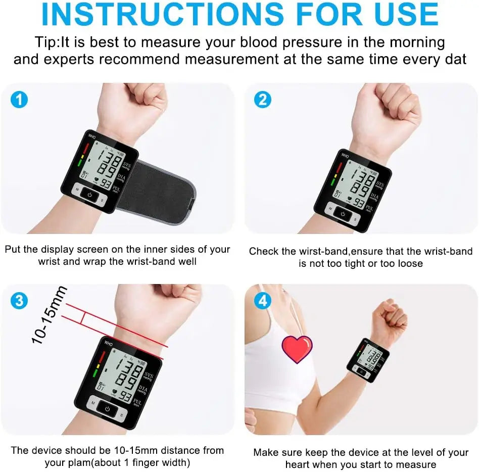 Medical Blood Pressure Monitor High Accurate Wrist Cuff Tonometer Digital Sphygmomanometer Electronic Bp Monitors
