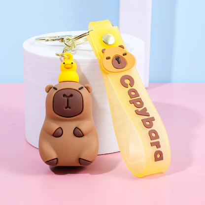 Cartoon Capybara keychain, creative toy keychain bag, fashionable car keychain, exquisite couple backpack pendant