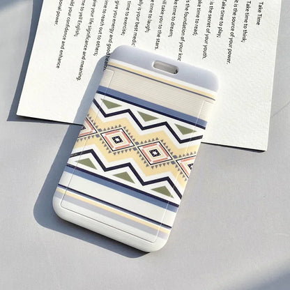 Student Identity Badge Card Cover with Neck Strap Bag Geometric Women Men Work Badge Bus Credit Card ID Holder Bags with Lanyard
