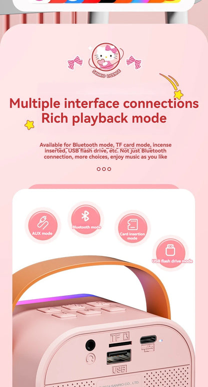 Sanrio Bluetooth Speakers ML07 Karaoke Machine Portable Speakers Bluetooth with Mic LED Light Machine Home Family Singing Gift