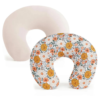 2PCS Baby Nursing Pillow Cover Printing Design Removable U Shape Breastfeeding Pillow Sleeve Ultra Soft Slipcover