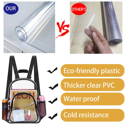 PVC Transparent Backpack Durable Clear Small Backpack Portable Lightweight Mini Cute Clear Bag for Work Outdoor Sports