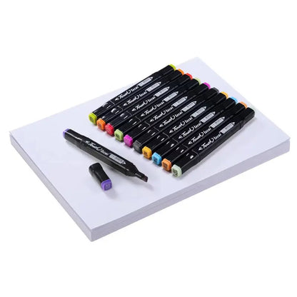 12 Colors Alcohol Based Markers Set Dual Tip Sketching Drawing Markers Animation for Adults Kids Painting School Supplies