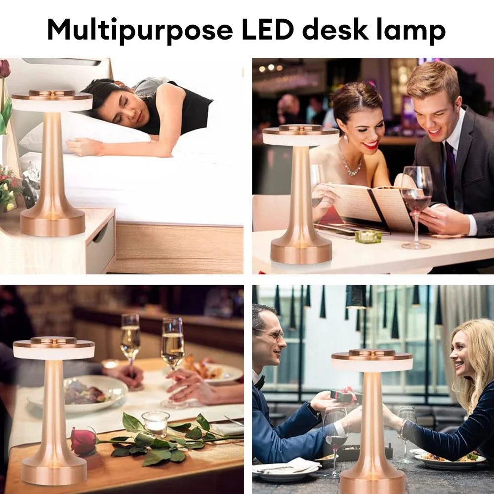 Retro Led Table Lamp Usb Rechargeable Infinitely Dimmable Night Light Camping Light Suitable For Bar Lampbedroom Ambient Light