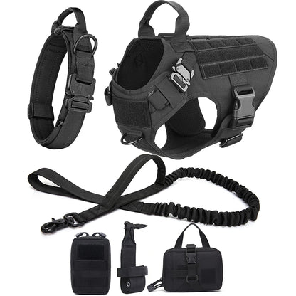 Large Dog Collar Dog Harness And Leash Set Pet Vest Tactical German Shepherd Harnesses For Small Dogs