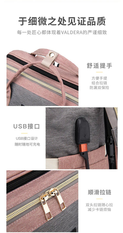 Mommy Bag Lightweight Portable Folding Crib Bed Large-capacity Travel Maternity Bags Baby Backpack Female Mommy Outting Bag Gift
