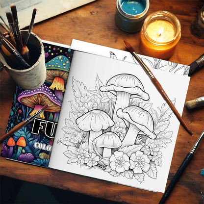 1pc Art Coloring Book 24Page Coloring Book Gift For Birthday Relieve Stress Kill Time Graffiti Painting Drawing Mushrooms Forest