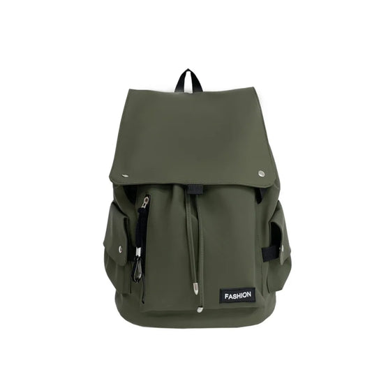 Large Capacity Men's Shoulder Bag Waterproof Multi Pocket Students School Bag Wear-Resistant Solid Color Business Backpack