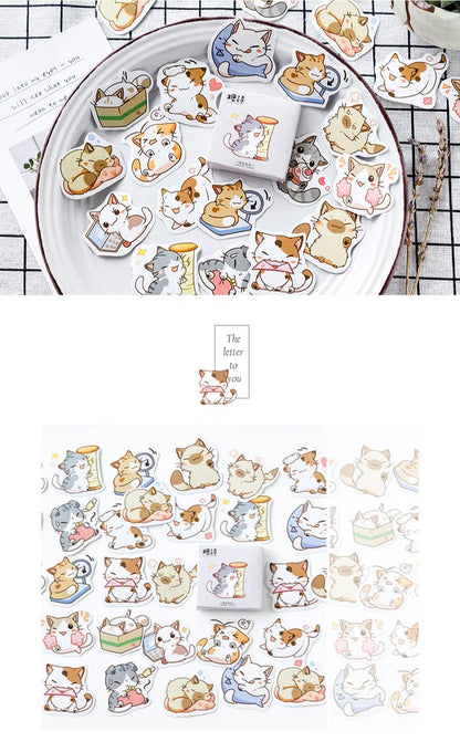 45 Pcs/Box My Naughty Cats Kawaii Mini Paper Sticker Diy Diary Album Scrapbooking Decoration School Supplies Stationery Stickers