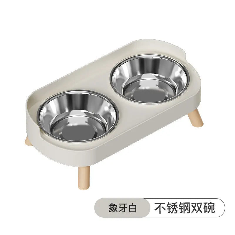 Pet Bowl PP Plastic Double Bowl Anti-killing Bowl Water and Grain Integrated Dog Bowl Cat Dog Water and Grain Bowl