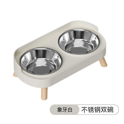 Pet Bowl PP Plastic Double Bowl Anti-killing Bowl Water and Grain Integrated Dog Bowl Cat Dog Water and Grain Bowl