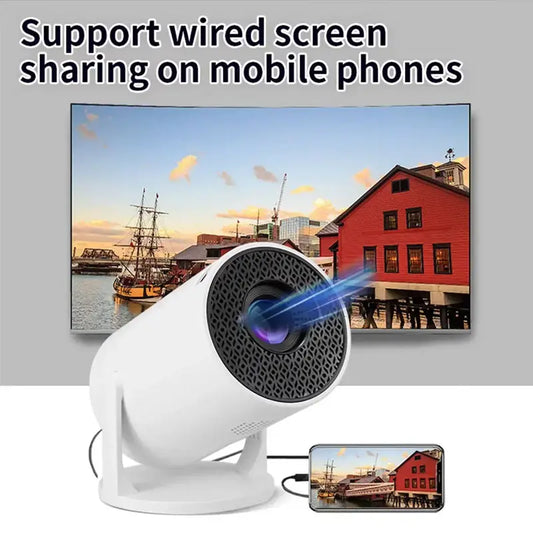 HY200 Portable Projector 1080P, 270° Adjustable Angle, Movie Projector for Phone/Laptop/TV Box, Speaker & HDMI/USB Input