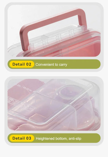 Portable Handle design Double layer Lunch box Compartment Bento Boxes Students Toddler Bento Containers Outdoor Salad Picnic box