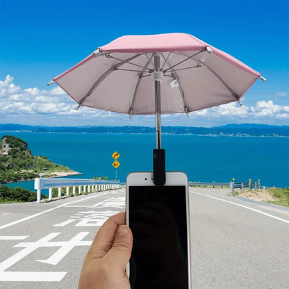 Mini Phone Sunshade Umbrella Car Accessory Motorcycle Phone Holder Cute Craft Car Decor Portable Waterproof Bracket Umbrella