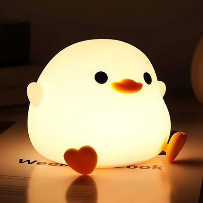 Cute Duck Night Light Ferry Duck Light LED Silicone Dimmable Night Light with Touch Sensing Room Dormitory Decoration