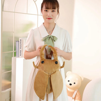 45cm Funny Creative Cartoon Insect Cicada Beetle Plush Doll Backpack Brown Green Insect Soft Plush Toy Gift For Boys And Girls